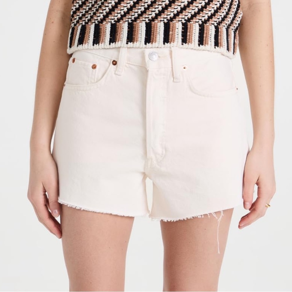 Re/Done High Waist Cream Shorts
